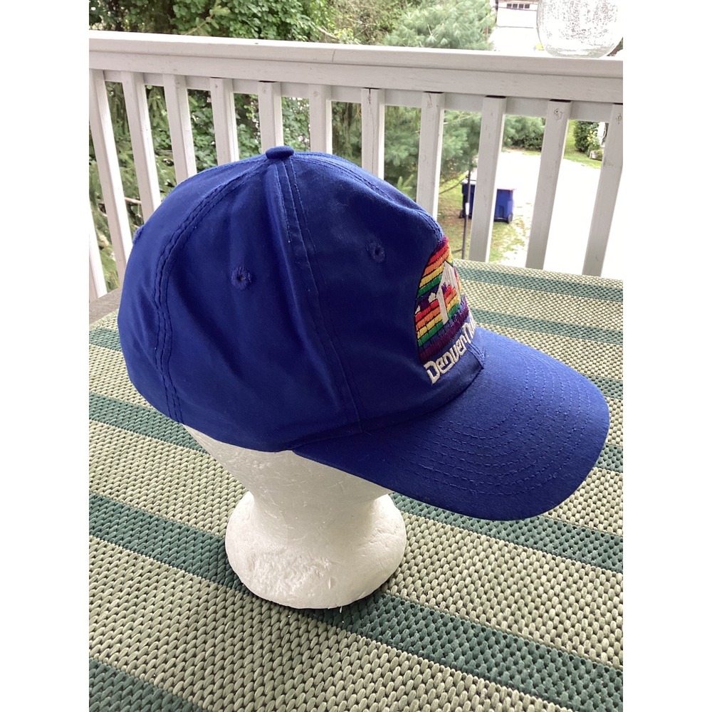 Vintage Denver Nuggets Rainbow Skyline Snapback Hat NBA Blue Retro 90s Cap Mens - Picture 2 of 4